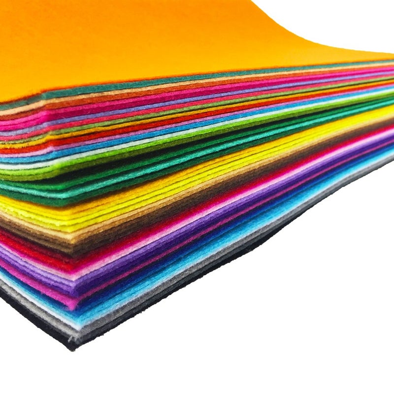 flic-flac 48PCS 12 x 12 inches (30 x 30cm) Assorted Color Felt Fabric Sheets Patchwork Sewing DIY Craft 1mm Thick â€¦ (30cm * 30cm, 48pcs) - Image 1